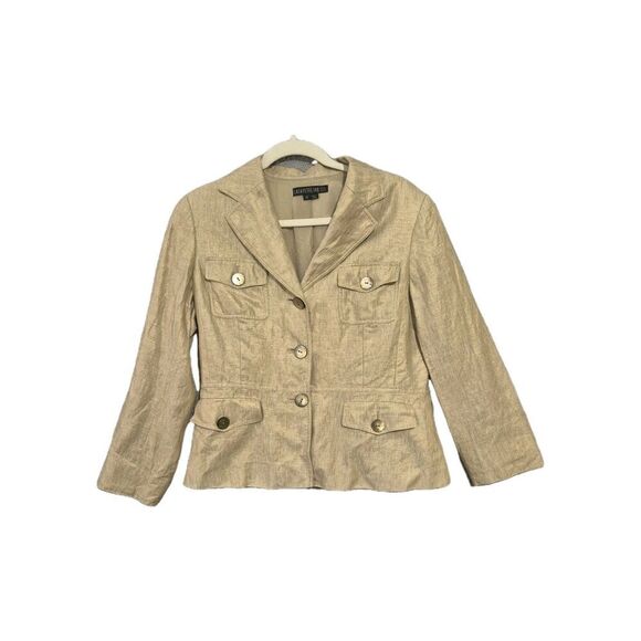 Lafayette 148 New York Jackets & Blazers - Lafayette 148 New York Women's Golden Tan Linen 3 Button Blazer 10